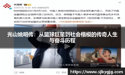光山姚明传：从篮球巨星到社会楷模的传奇人生与奋斗历程